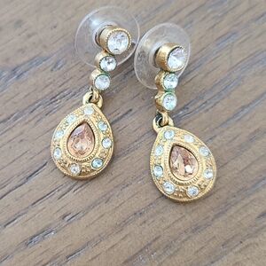 Elegant Gold and Crystal Drop Earrings